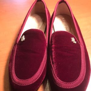 Lauren Ralph Lauren Burgundy Velvet Loafers